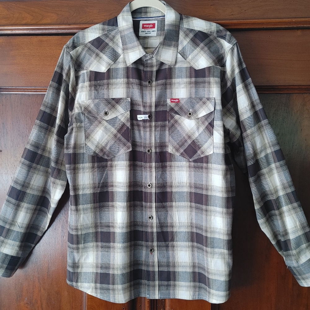 Wrangler Western Wear Checkered Shirt in Cream and Brown US L